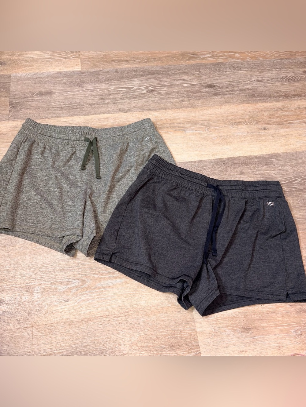 Two Pairs of Women's DSG Casual Knit Lounge Shorts - Olive & Charcoal